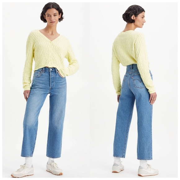 Levi's Denim - Levi’s Premium Ribcage Straight Ankle Light Wash High RiseButton Fly Denim Jeans